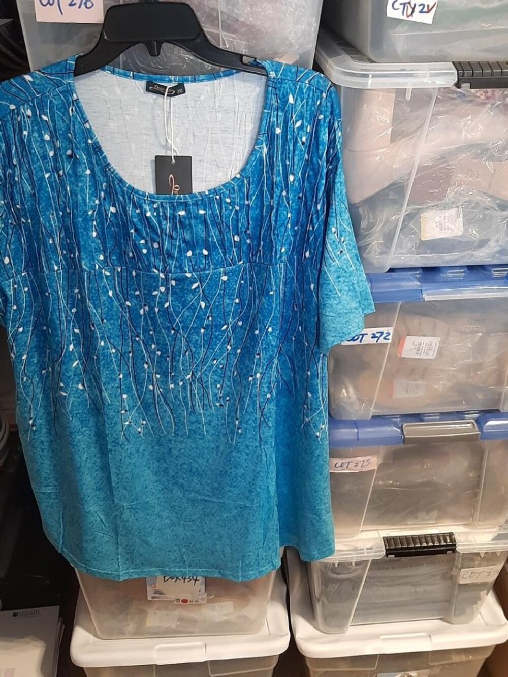 NEW TAG ! Women Ofeefan Long Sleeve Shirt Top Dressy Blouse Blue Size 3XL